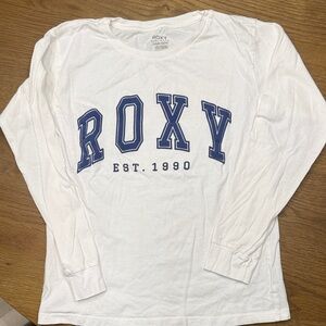 Roxy White Long Sleeve Tee with Navy Lettering